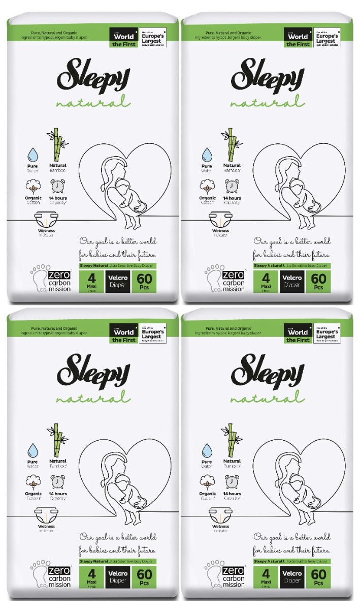 Sleepy Natural Velcro Diapers Size 4 240pcs 7-14kgs Eco Package Sleepy Yallatoys