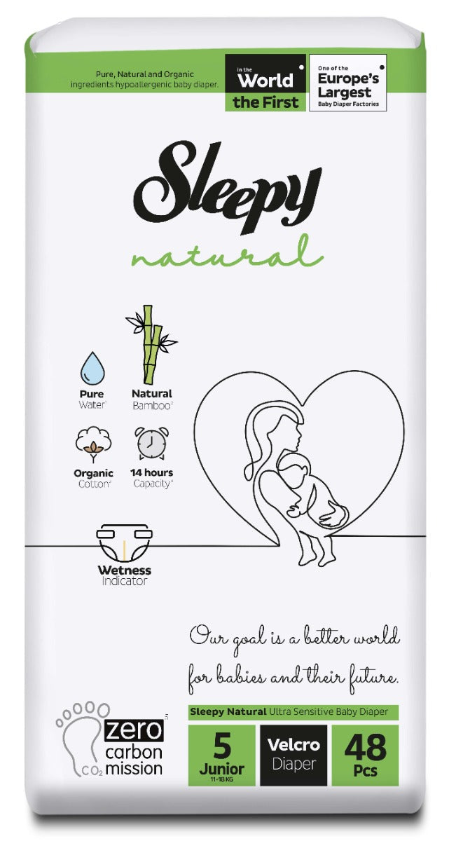 Sleepy Natural Velcro Diapers Size 5 48pcs 11-18kgs Sleepy Yallatoys