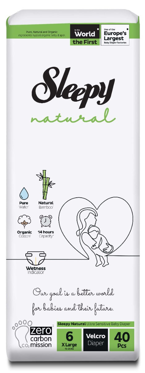Sleepy Natural Velcro Diapers Size 6 40pcs 15-25kgs Sleepy Yallatoys