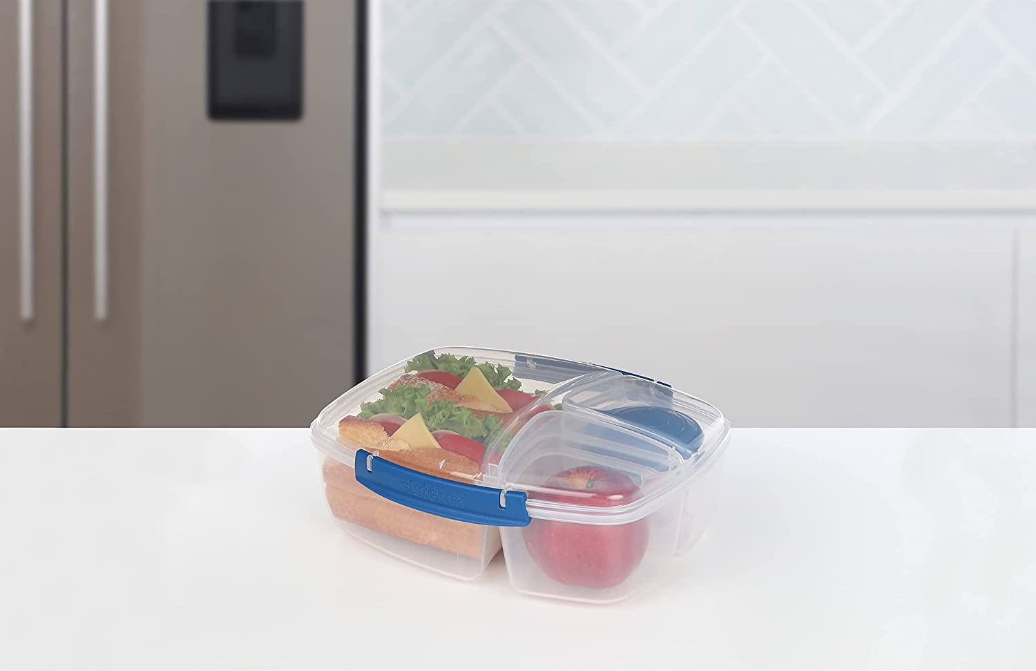 Buy Sistema to Go Triple Split Lunch Box with Yoghurt Pot 2L Blue | Yallatoys.com
