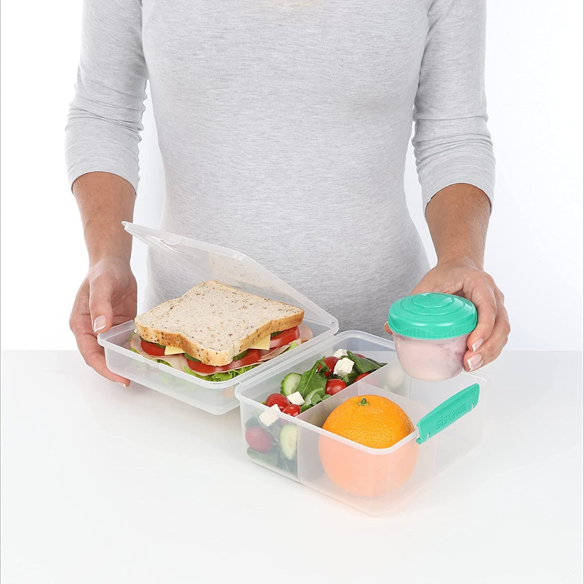 Buy Sistema Lunch Box Cube Max To Go with Yoghurt Pot 2L Green | Yallatoys.com