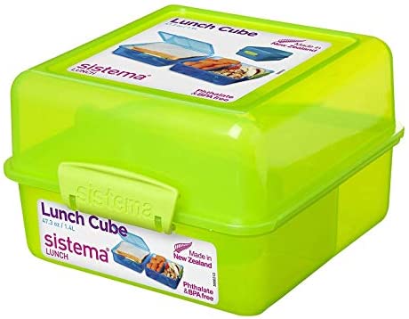 Buy Sistema Lunch Box with Compartments 1.4L Lunch Cube Green | Yallatoys.com