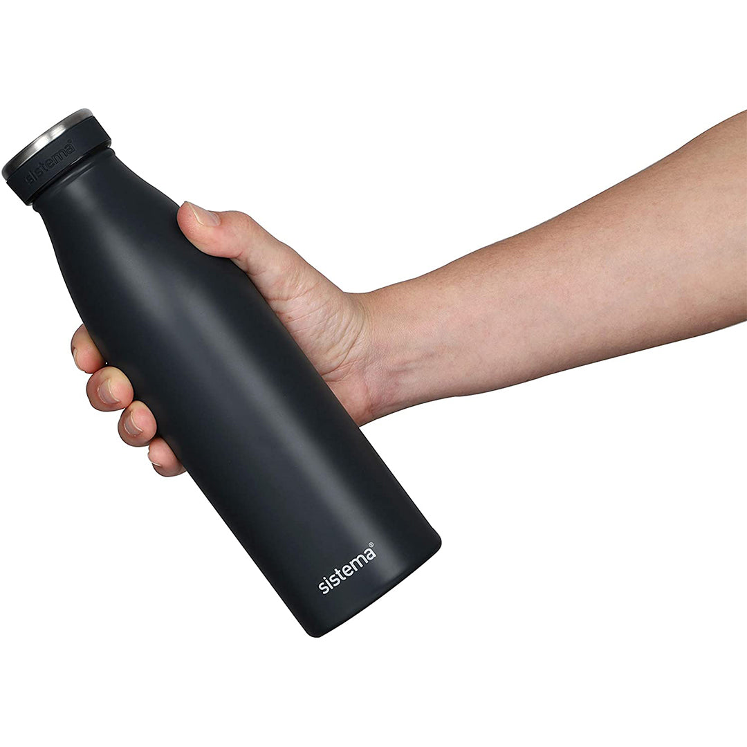 Buy Sistema 500ML Stainless Steel Bottle Black | Yallatoys.com