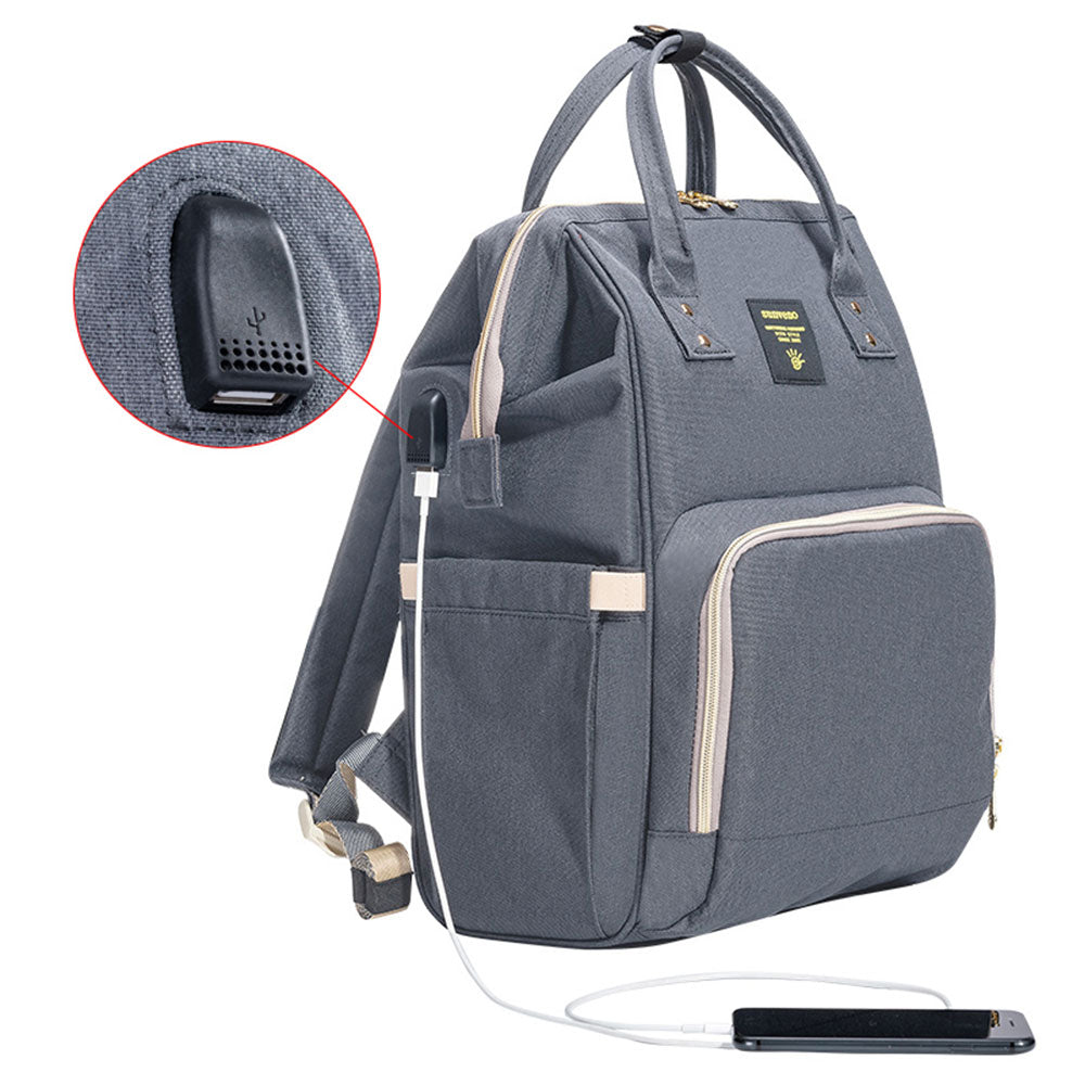Sunveno Diaper Bag With Usb - Grey Sunveno Yallatoys