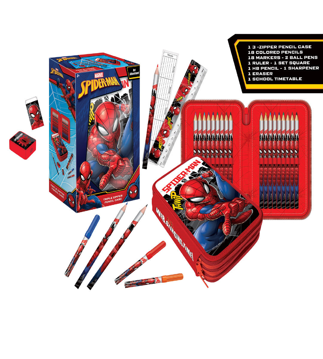 Buy Spider Man 3 Zippers Pencil Case | Yallatoys.com