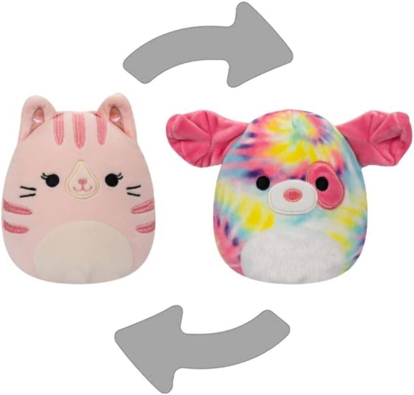 Buy Squishmallows 5inch Little Plush Flipamallows Laura Shena Pink Tabby Cat Rainbow Tie Dye Dog Reversible | Yallatoys.com