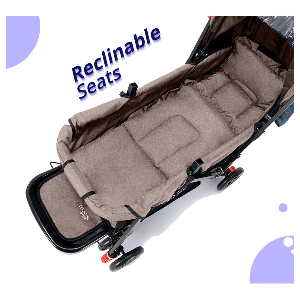 Story By Teknum Double Baby Stroller - Khaki Teknum Yallatoys