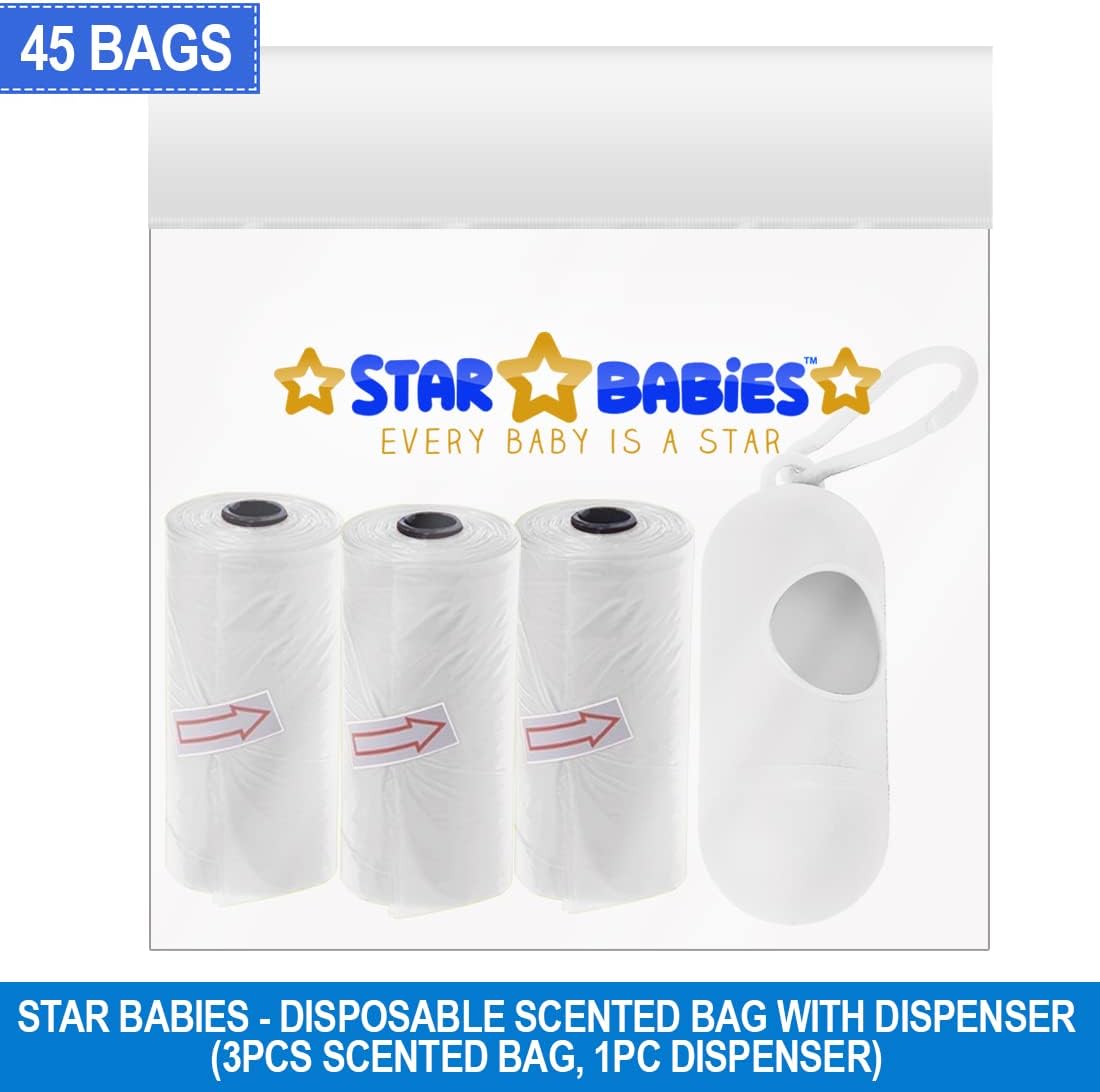 Star Babies  Scented Bag With Dispenser Pack of 3-45 Bags White Star Babies Yallatoys