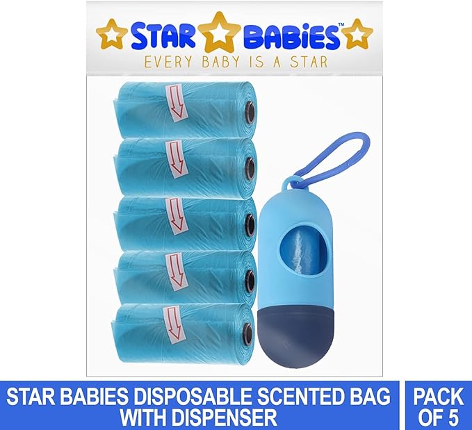 Star Babies Pack of 5/75 Bags Scented Bag Blue & Assorted Dispenser Star Babies Yallatoys