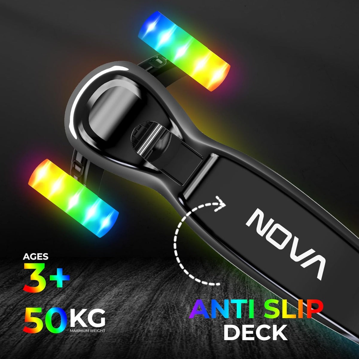 Buy Spartan Lit Nova 3 Wheel Scooter With Lava LED Wheels Black | Yallatoys.com