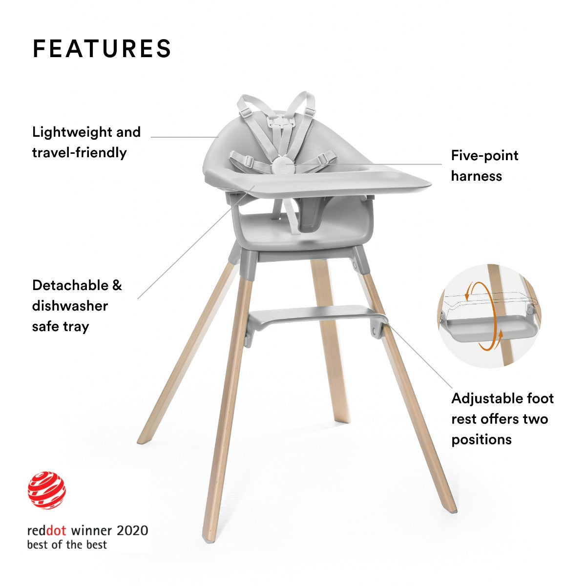 Stokke Clikk Highchair Cloud Grey Stokke Yallatoys