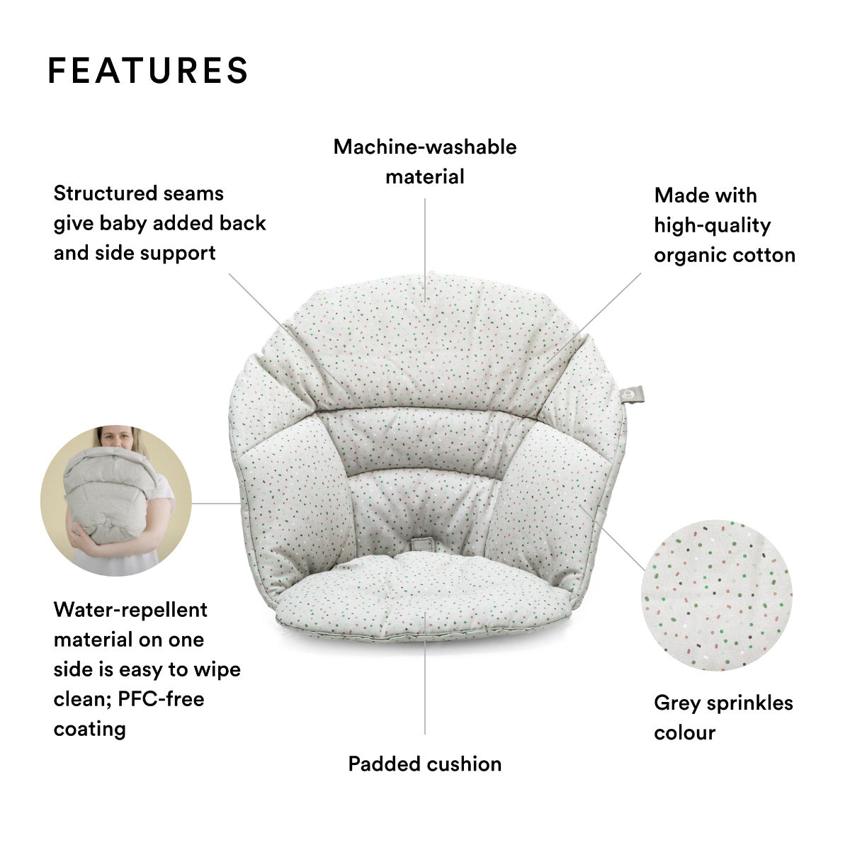 Stokke Clikk Cushion Grey Sprinkles Stokke Yallatoys