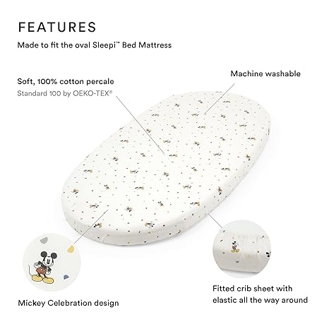 Stokke Sleepi Fitted Sheet Mickey Celebration Stokke Yallatoys