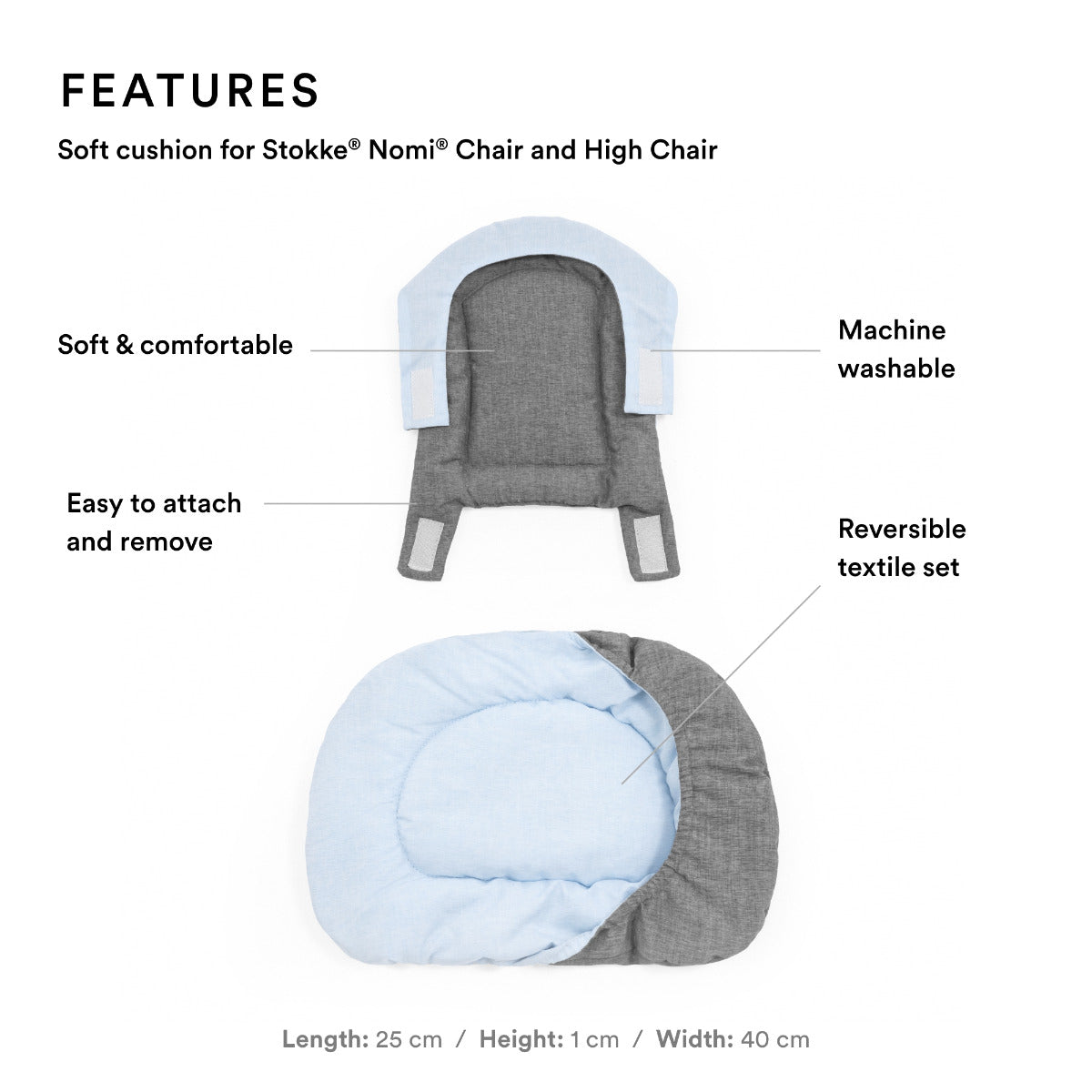 Stokke Nomi Cushion Grey Blue Stokke Yallatoys