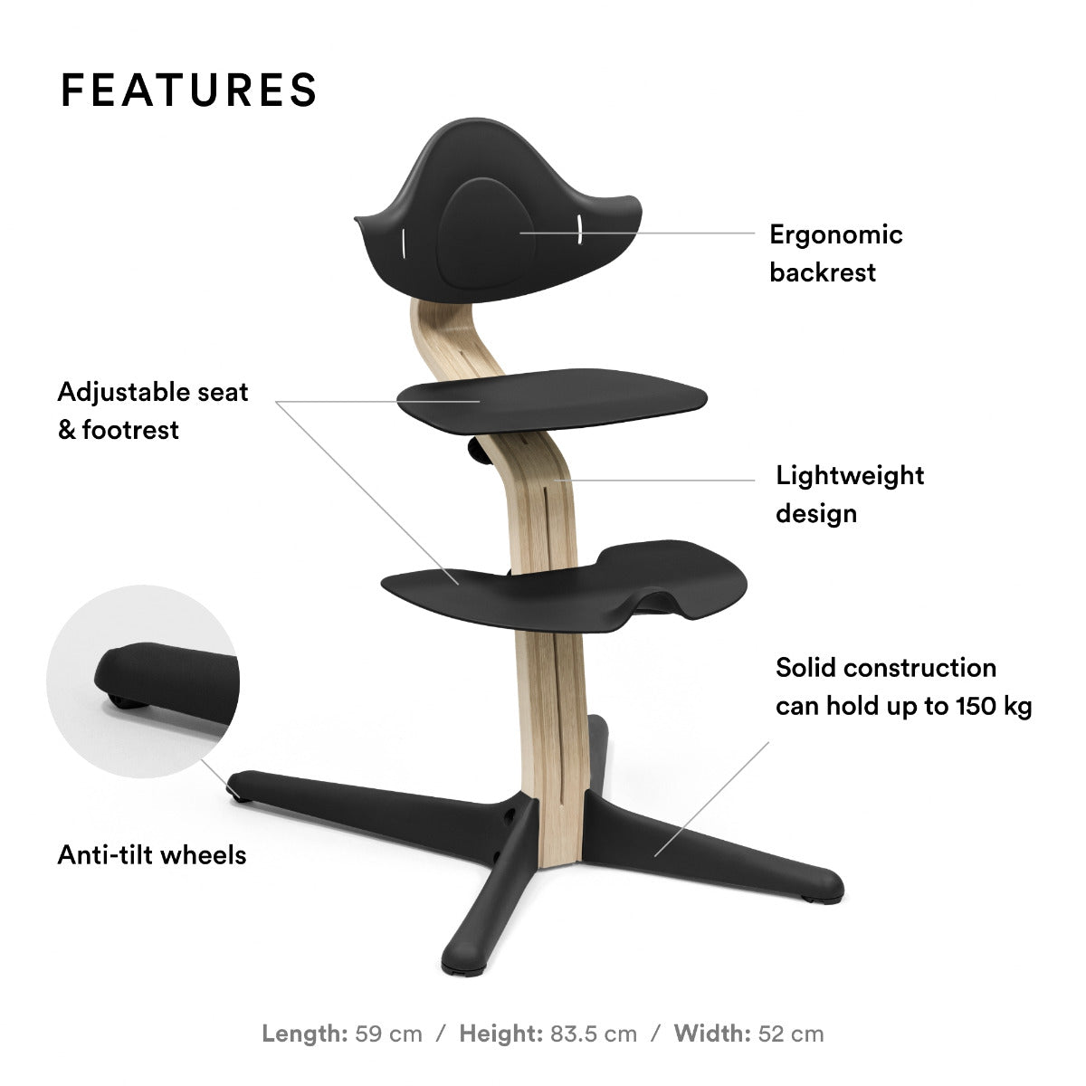 Stokke Nomi Chair Black Stokke Yallatoys