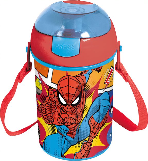 Buy Stor Spiderman Water Canteen Pop Up Flip 450 Ml | Yallatoys.com