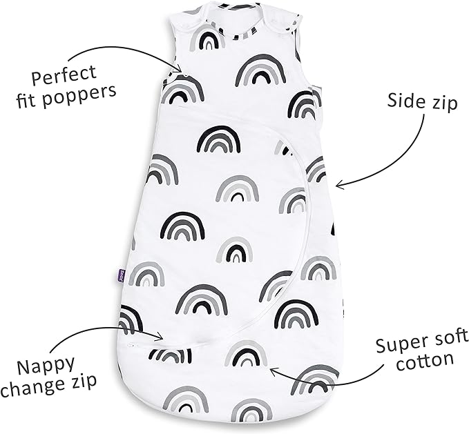 Snuz Pouch Sleeping Bag 1.0 Tog Mono Rainbow 0 To 6 Months Snuz Yallatoys