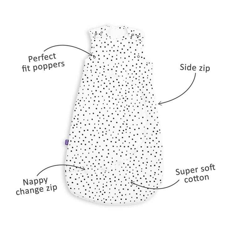 Snuz Pouch Sleeping Bag 2.5 Tog Mono Spot 0 To 6 Months Snuz Yallatoys