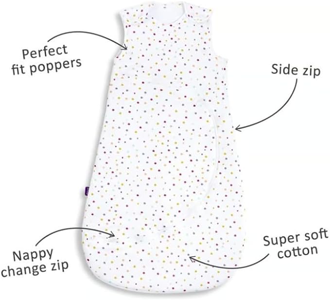Snuz Pouch Sleeping Bag 2.5 Tog Multi Spot 0 To 6 Months Snuz Yallatoys