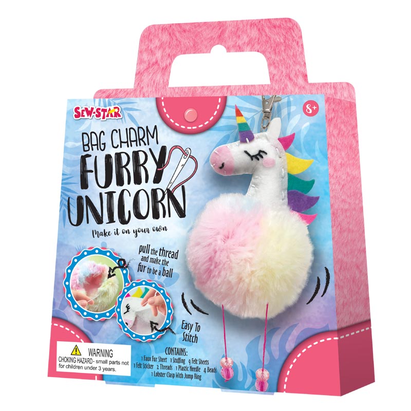 Buy Sew Star Hobby Set Diy Bag Charm With Furry Pompom Unicorn | Yallatoys.com