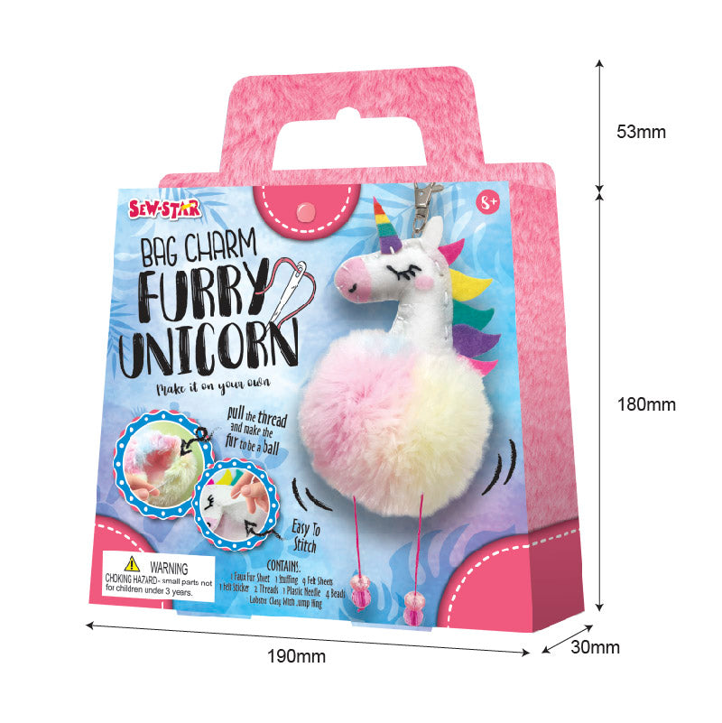 Buy Sew Star Hobby Set Diy Bag Charm With Furry Pompom Unicorn | Yallatoys.com