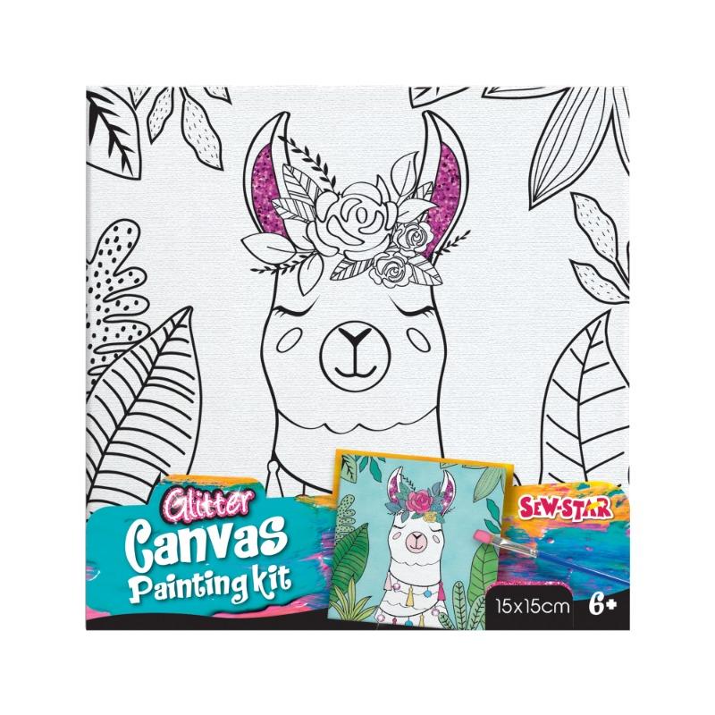Buy Sew Star Glitter Canvas Painting Kit Alpaca | Yallatoys.com