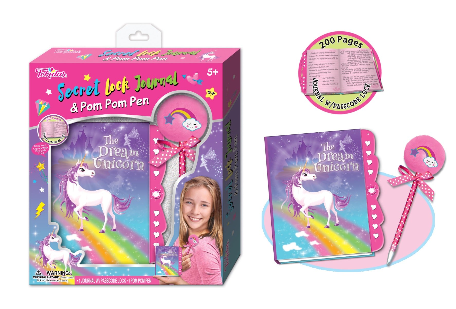 Buy Tokidas Secret Lock Journal 200 Pages & Pom Dream UnicornPom Pen | Yallatoys.com