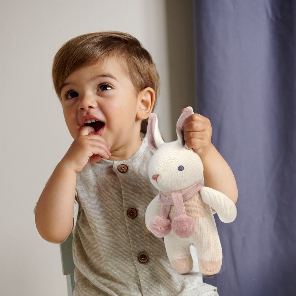 Buy ThreadBear Design Baby Threads Cream Bunny Rattle | Yallatoys.com