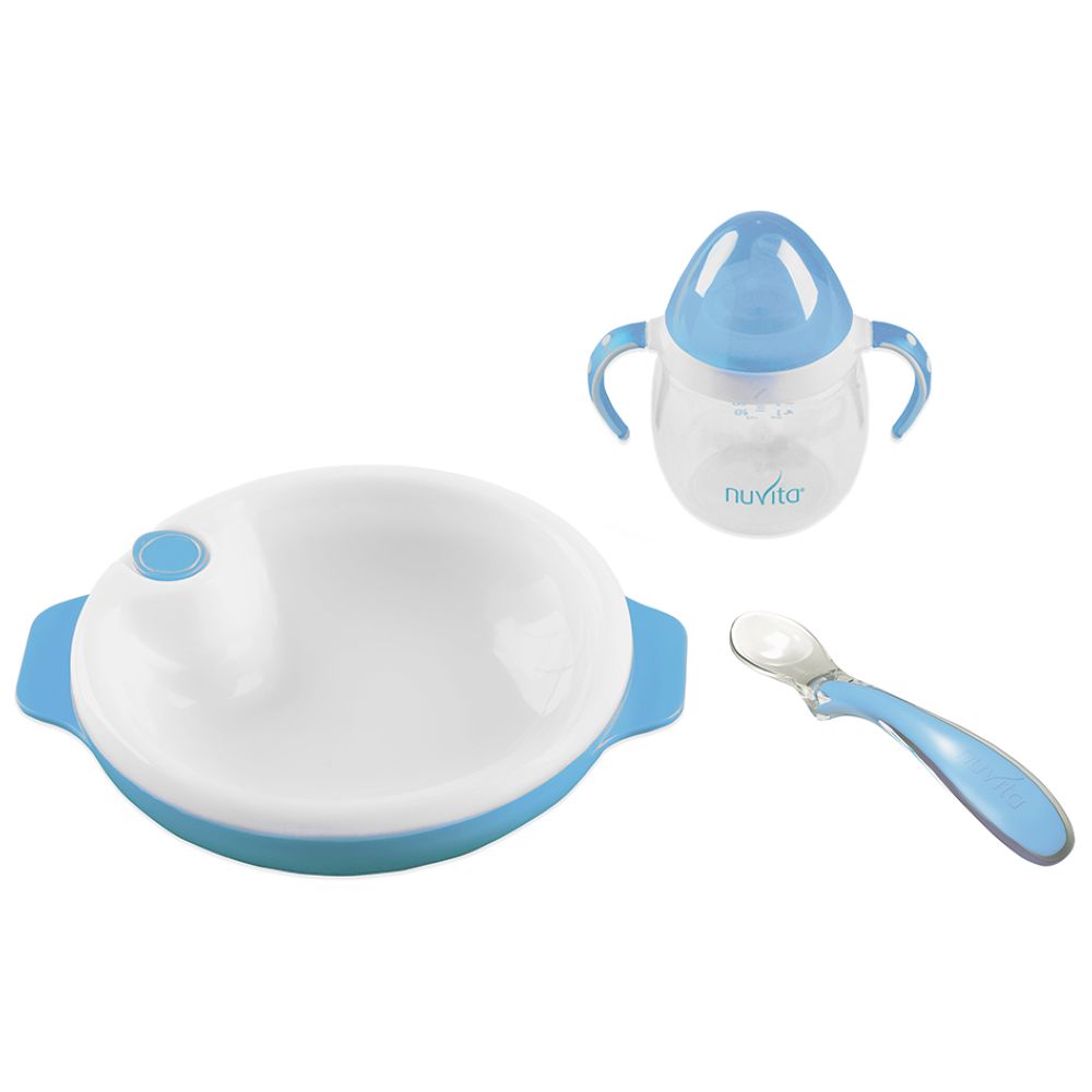 Nuvita Weaning Set 6 Months+. Warmplate  Silicone Spoon  Training Cup Nuvita Yallatoys