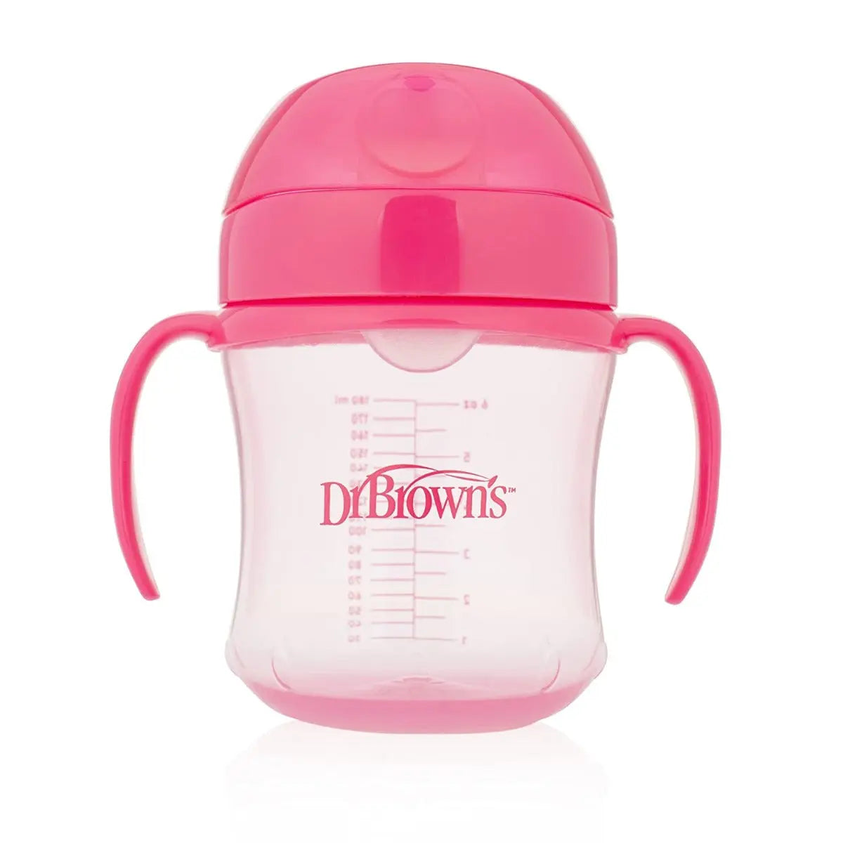 Dr.Browns 6 Oz/180 Ml Soft Spout Transition Cup W/ Handles Pink Deco 6M+ 1 Pack Dr Browns Yallatoys