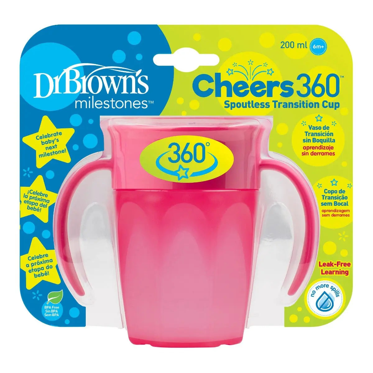 Dr Browns Cheers 360 Cup With Handles 250ml Pink 1 piece Yallamomz Yallatoys