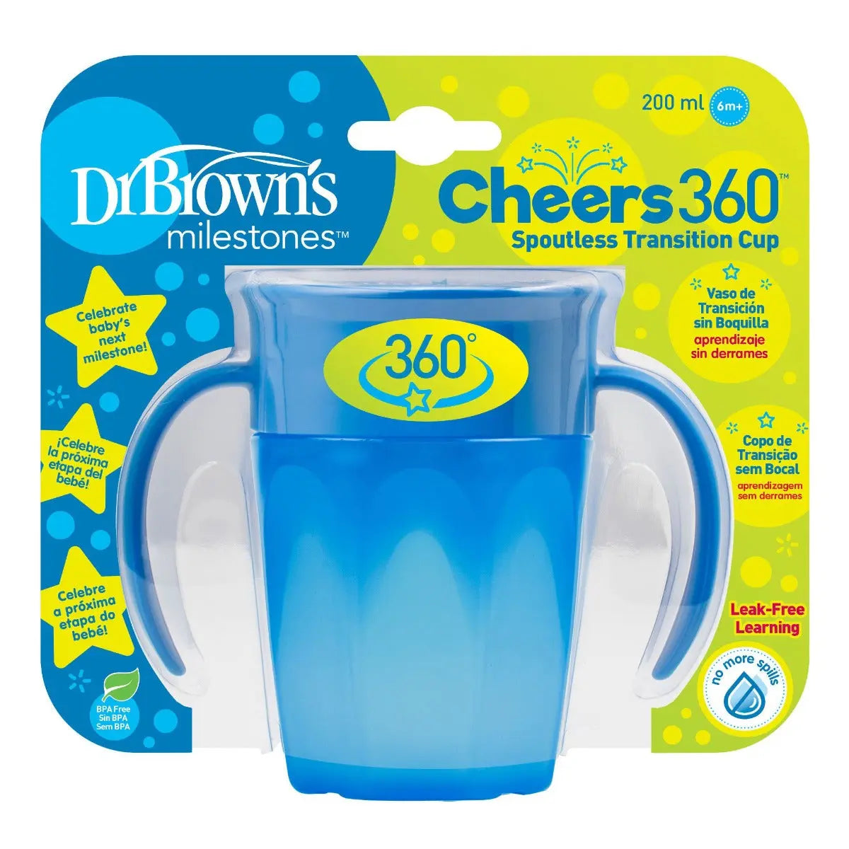 Dr Browns Cheers 360 Cup With Handles 250ml Blue 1 piece Yallamomz