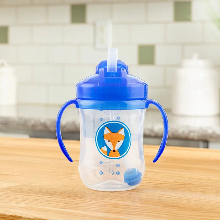 Dr.Browns 9 Oz/270 Ml Baby'S First Straw Cup W/ Handles Blue Deco 6M+ 1 Pack Dr Browns Yallatoys