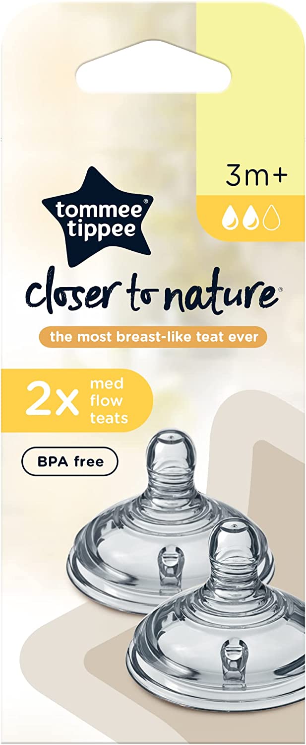 Tommee Tippee Closer To Nature Teats  Medium Flow X 2  Clear Tommee Tippee Yallatoys