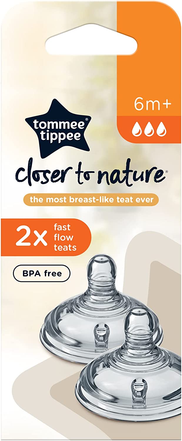 Tommee Tippee Closer To Nature Teats  Fast Flow X 2 Clear Tommee Tippee Yallatoys