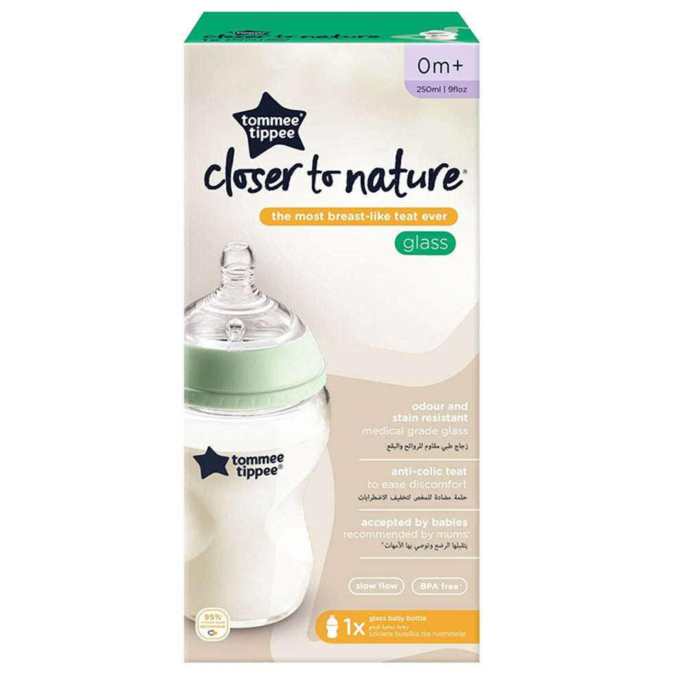 Tommee Tippee Closer To Nature Glass Feeding Bottle  250Ml X 1 Clear Tommee Tippee Yallatoys