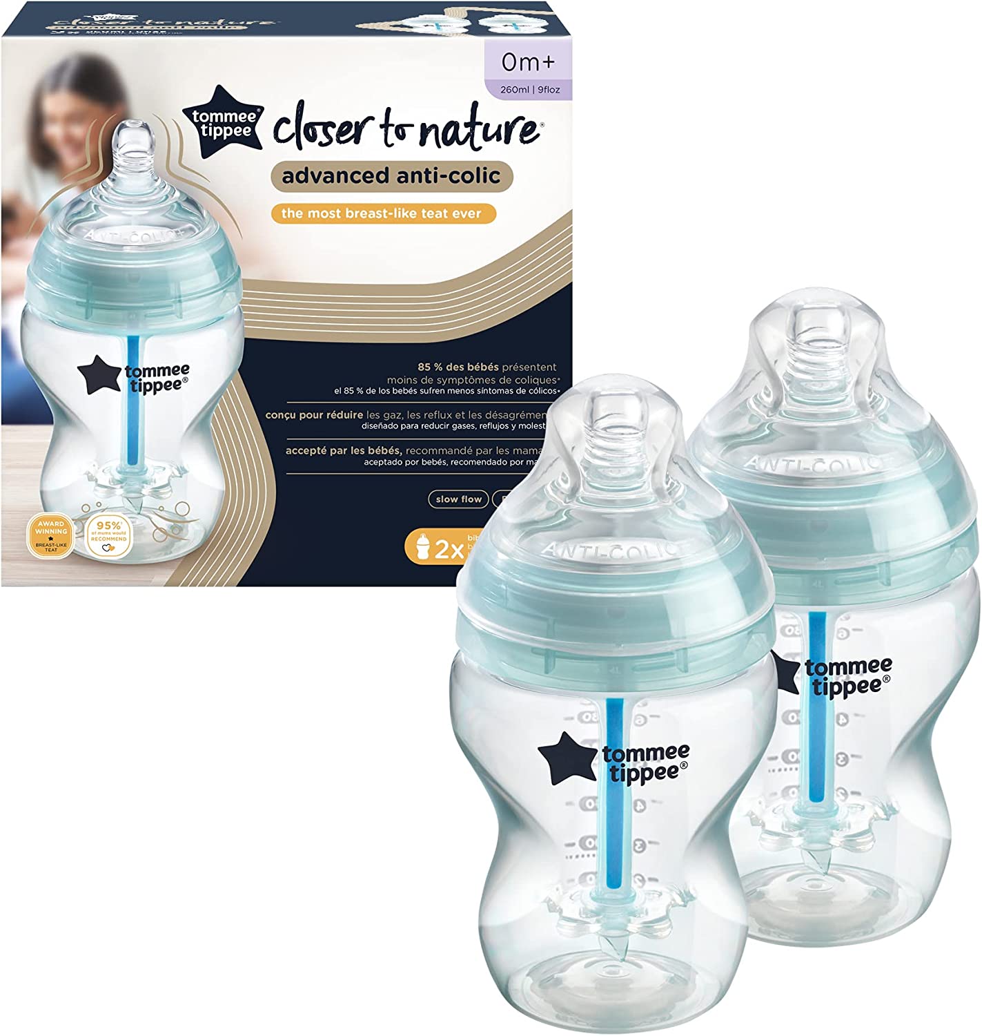 Tommee Tippee Advanced Anti Colic Feeding Bottle  260Ml X2 Blue Tommee Tippee Yallatoys