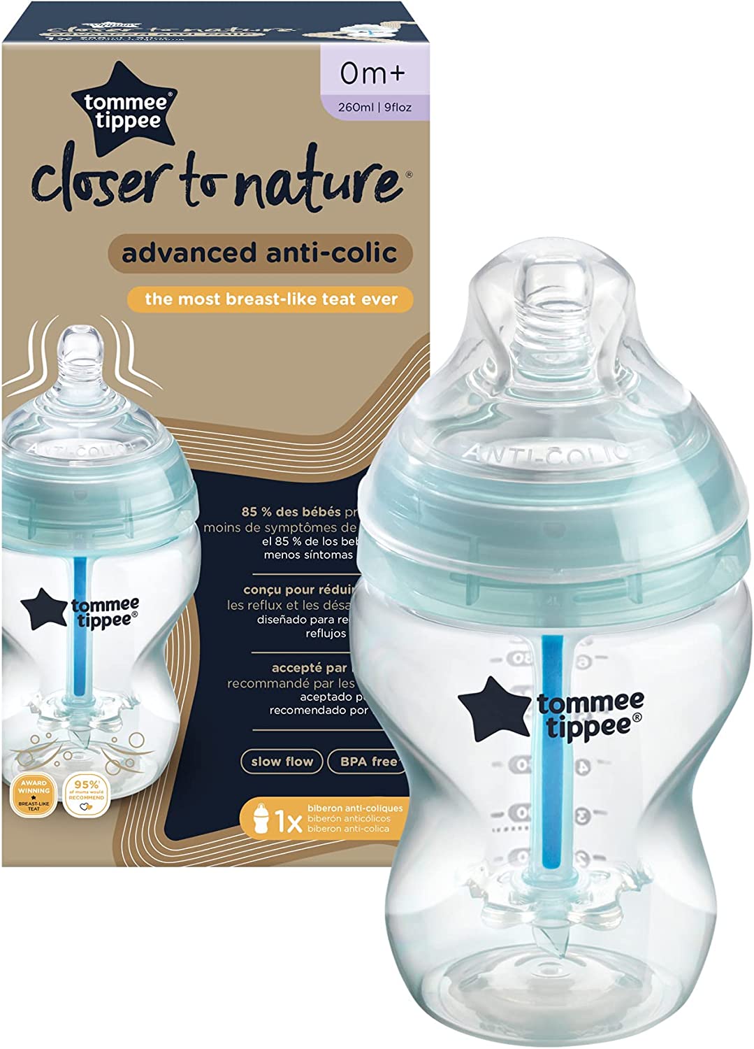 Tommee Tippee Advanced Anti Colic Feeding Bottle  260Ml X1 Teal Tommee Tippee Yallatoys