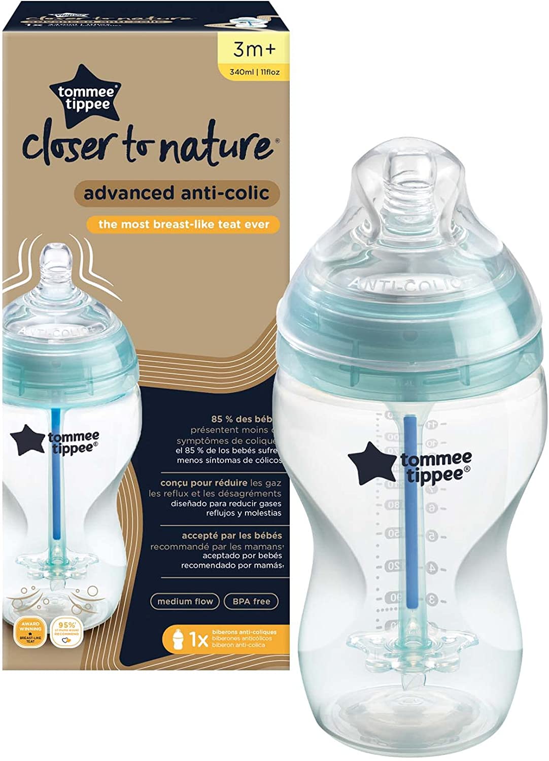 Tommee Tippee Advanced Anti Colic Feeding Bottle  340Ml X1 Teal Tommee Tippee Yallatoys