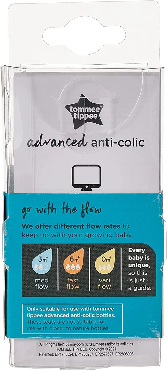 Tommee Tippee Advanced Anti Colic Teats  Medium Flow X 2 Clear Tommee Tippee Yallatoys