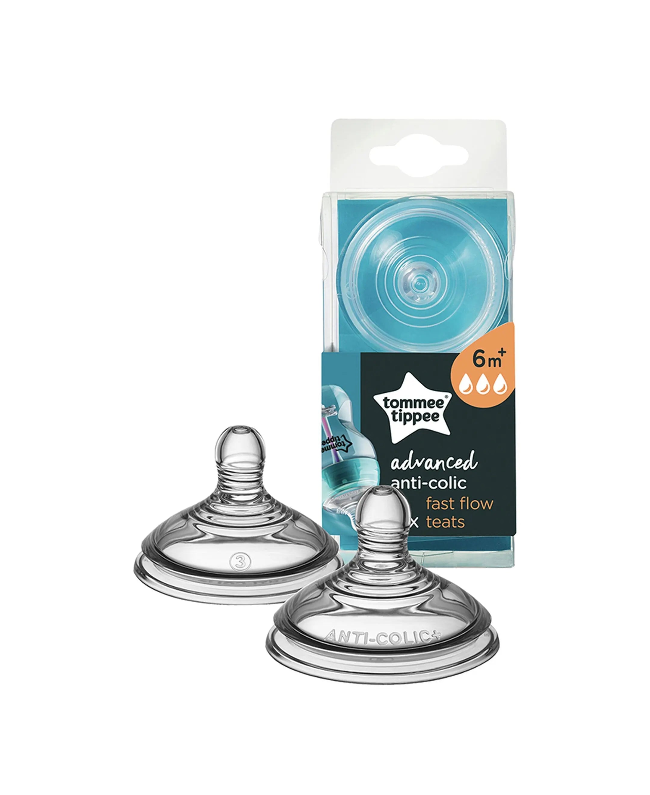 Tommee Tippee Advanced Anti Colic Teats  Fast Flow X 2 Clear Tommee Tippee Yallatoys