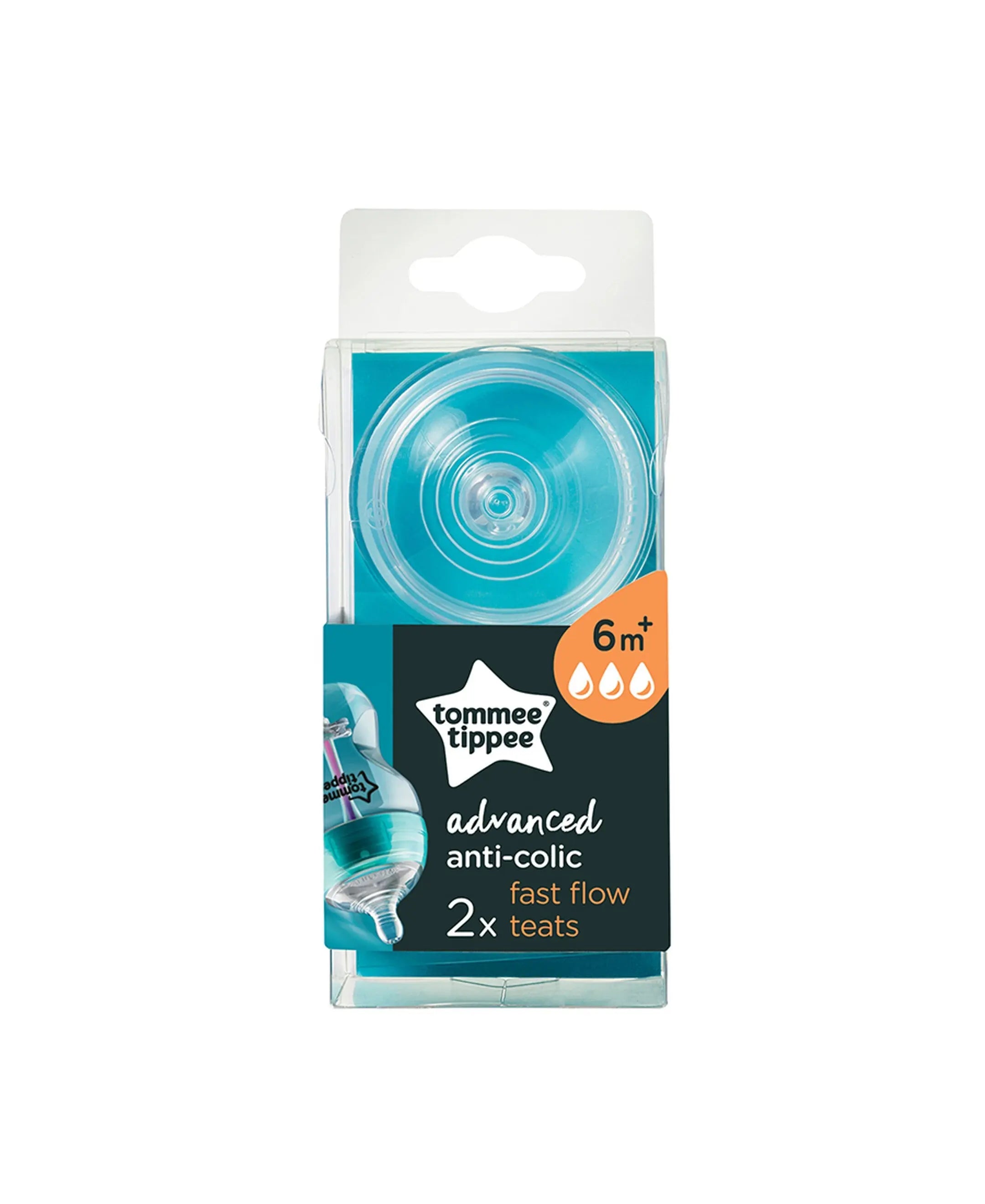 Tommee Tippee Advanced Anti Colic Teats  Fast Flow X 2 Clear Tommee Tippee Yallatoys
