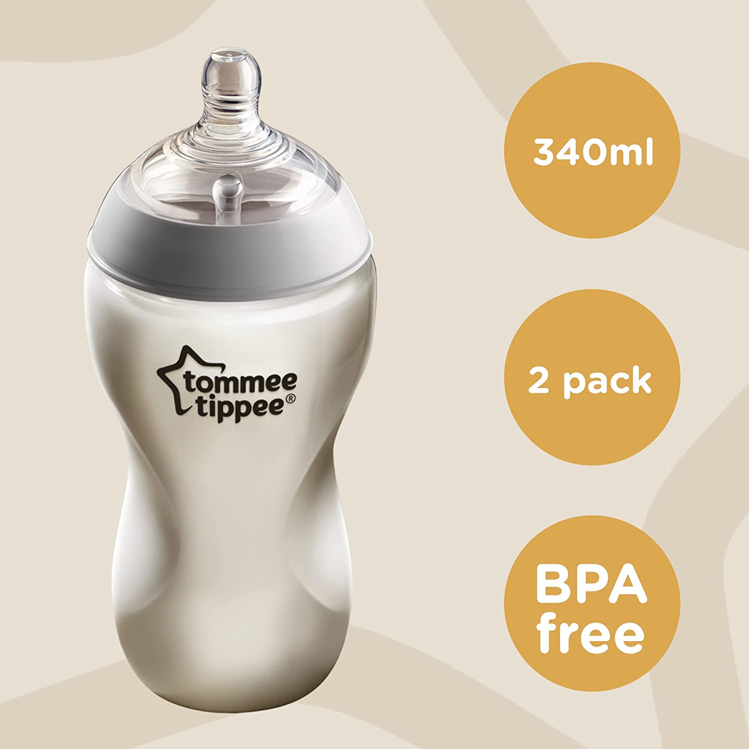 Tommee Tippee Closer To Nature Feeding Bottle  340Ml X 2  Clear Tommee Tippee Yallatoys
