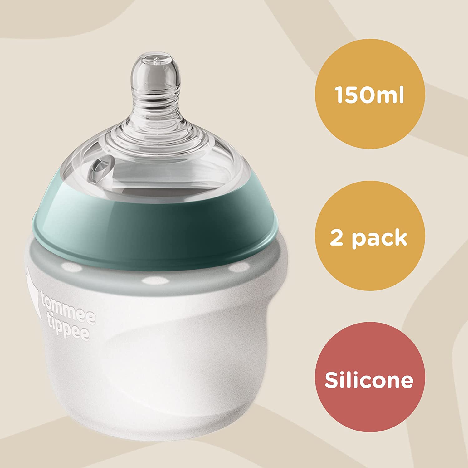 Tommee Tippee Closer To Nature Silicone Baby Bottle 5Oz  Pack Of 2 Tommee Tippee Yallatoys