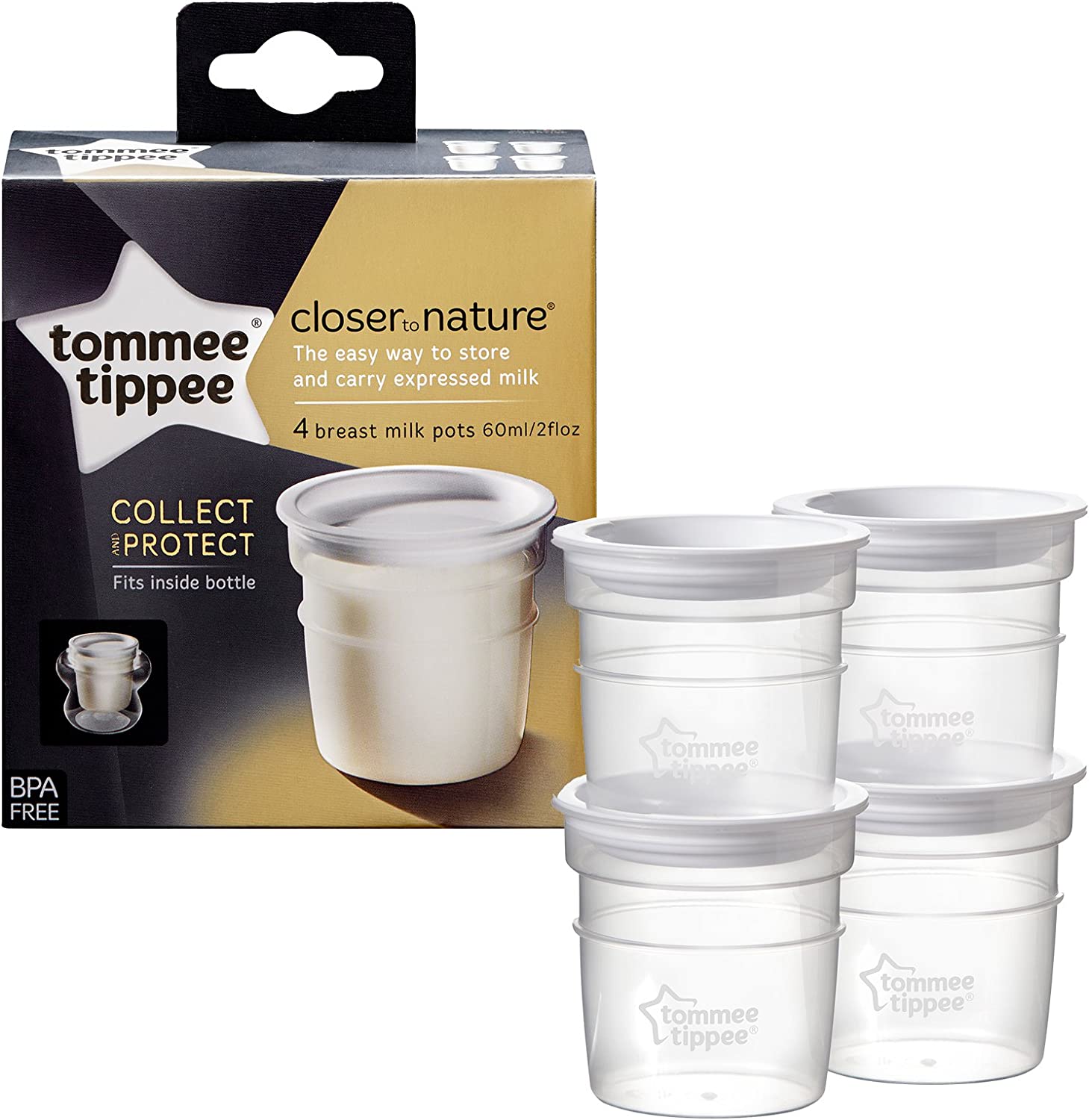 Tommee Tippee Closer To Nature Milk Storage Pots Pack Of 4 Tommee Tippee Yallatoys