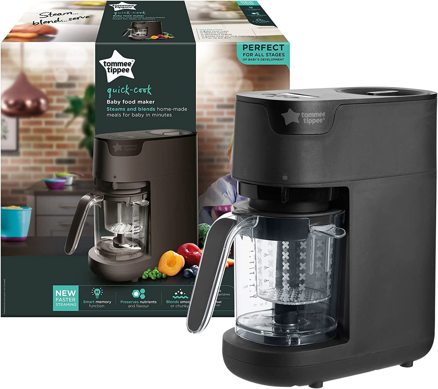 Tommee Tippee Quick Cook Baby Food Steamer Blender Black Tommee Tippee Yallatoys