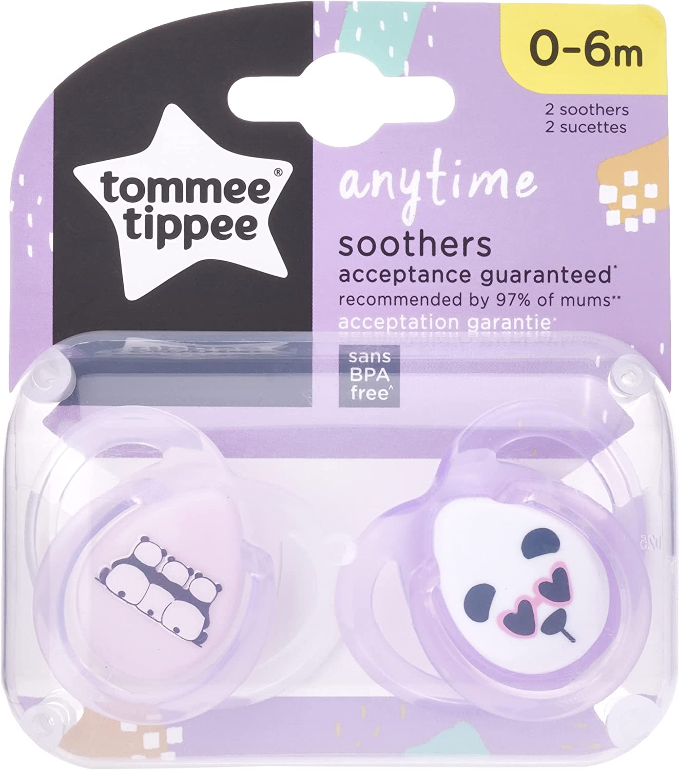 Tommee Tippee  Anytime Soother  Pack Of 2 0 6 Months  Mix Tommee Tippee Yallatoys