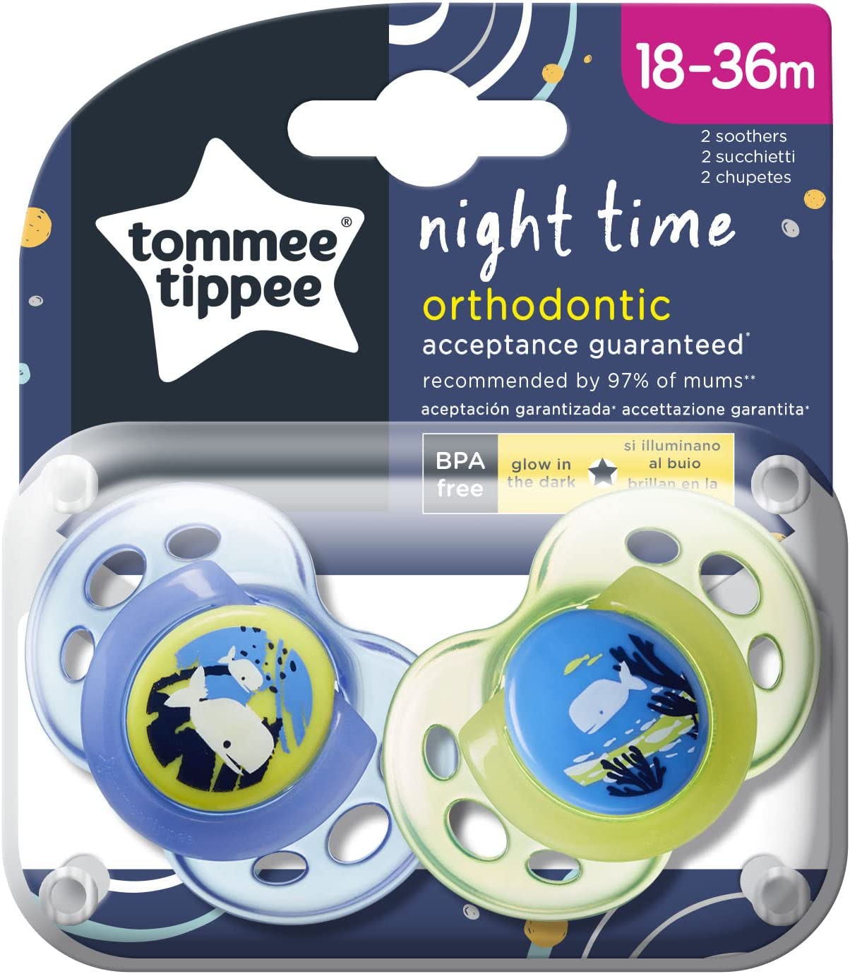 Tommee Tippee Night Time Soother  Pack Of 2 18 36  Months  (Mix Tommee Tippee Yallatoys