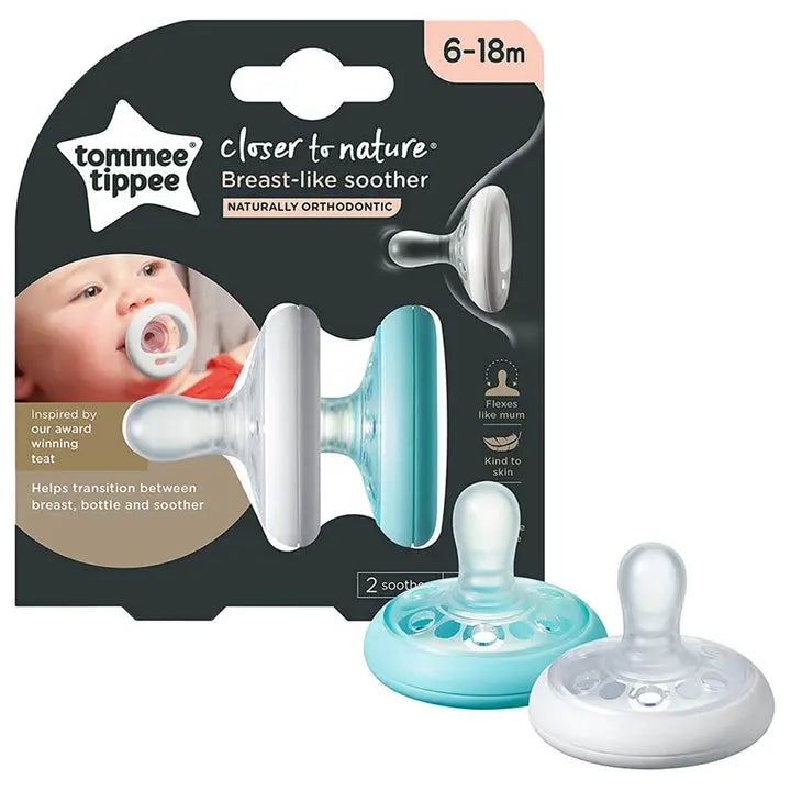 Tommee Tippee  Closer To Nature Breast Like Soother Pack Of 2 6 18 Months Tommee Tippee Yallatoys