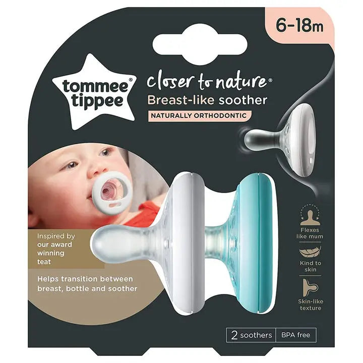 Tommee Tippee  Closer To Nature Breast Like Soother Pack Of 2 6 18 Months Tommee Tippee Yallatoys